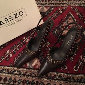 Arezzo Brown Leather Heels Size 6